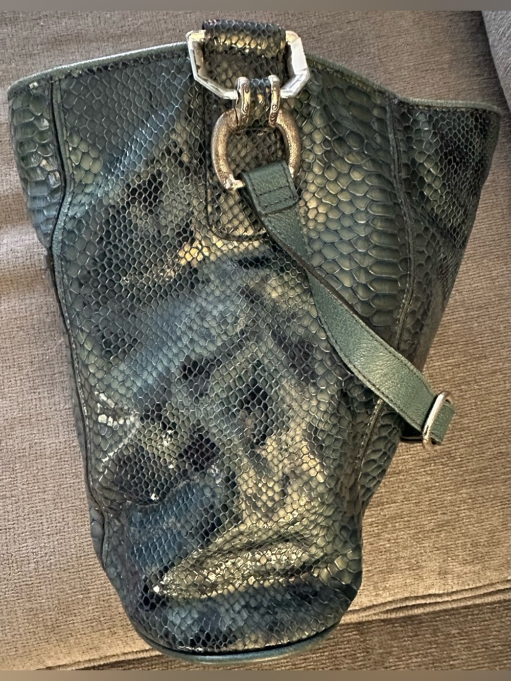 Brighton bag greenish blueish color snakeskin like $32 firm